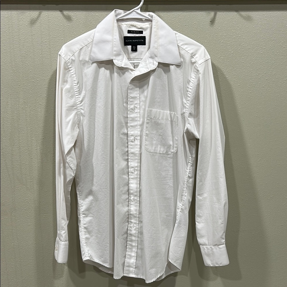 Alain Dupetite White Dress Shirt with Pointed Collar